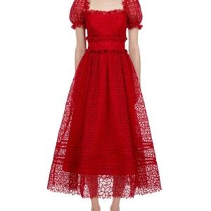 SELF-PORTRAIT Hibiscus Flower Guipure-lace Dress US6/UK10